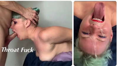 Stéifduechter léiert wéi een en extremen Halsfick mat sengem Dick mécht
